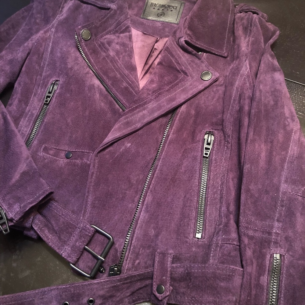 Purple suede leather jacket